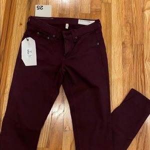Rag and bone jeans burgundy skinny low waist